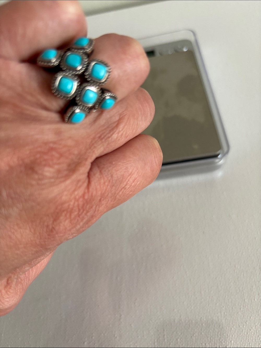 JTVTurquoise Stone Cluster Silver Ring - Women Jewelry - Picture 4 of 6